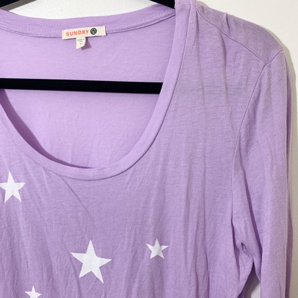 Sundry purple long sleeve star scoop neck 1 - Picture 2 of 5